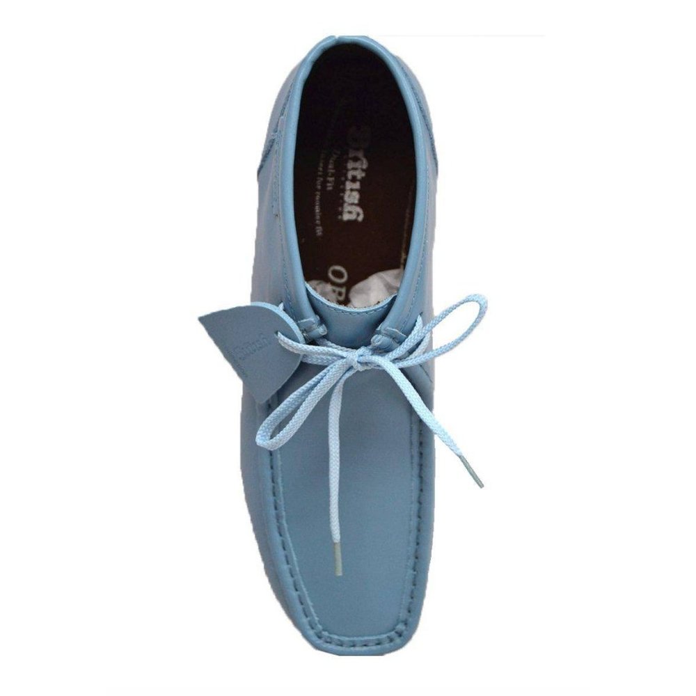 British Walkers New Castle Wallabee Style Boots Men's Sky Blue Leather - Picture 4 of 6